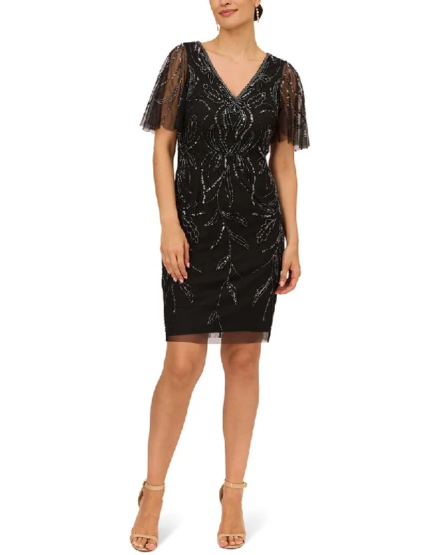 Adrianna Papell Sheath Lace Midi Dress