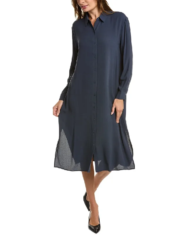 EILEEN FISHER Midi Silk Shirtdress