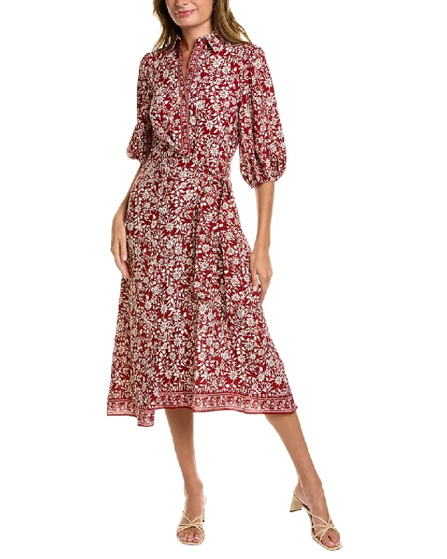 Max Studio Puff Sleeve Midi Shirtdress