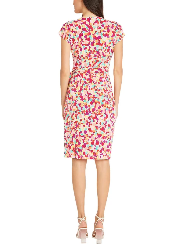 Womens Printed Matte Jersey Wrap Dress