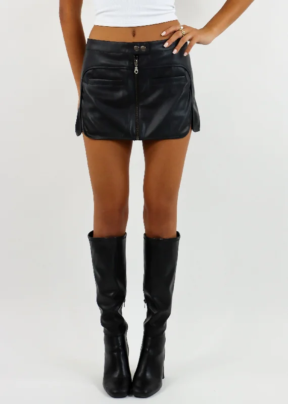 Maybe Later Mini Moto Skirt ★ Black