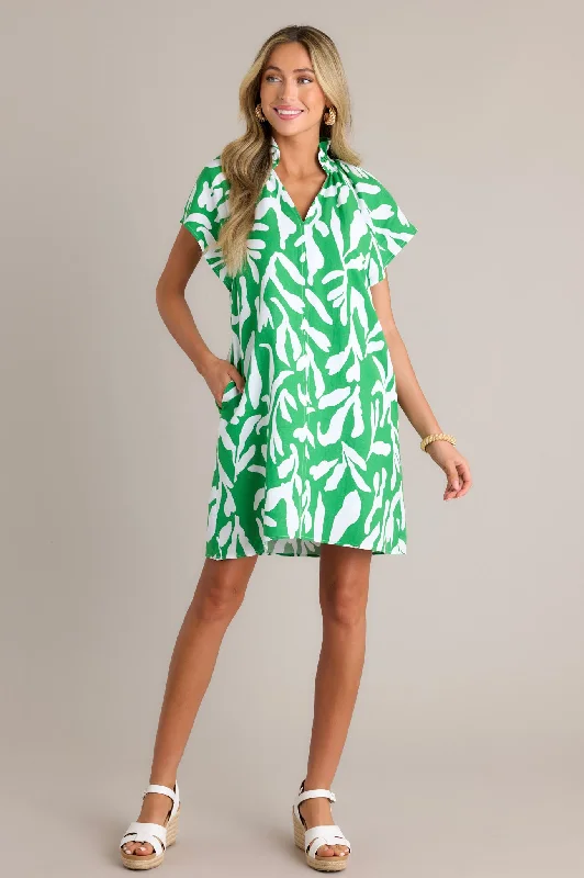 Time Of My Life Green Floral Short Sleeve Mini Dress (RESTOCK JULY)