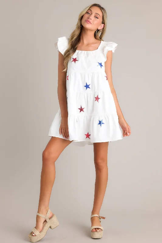 Yankee Doodle Darling White Sequin Mini Dress