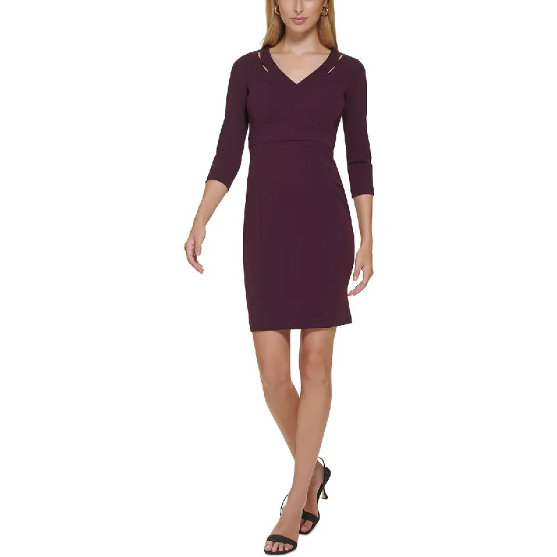 Calvin Klein Womens Petites Panel Mini Sheath Dress