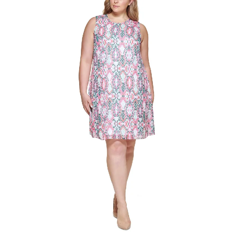 Calvin Klein Womens Plus Chiffon Short Mini Dress