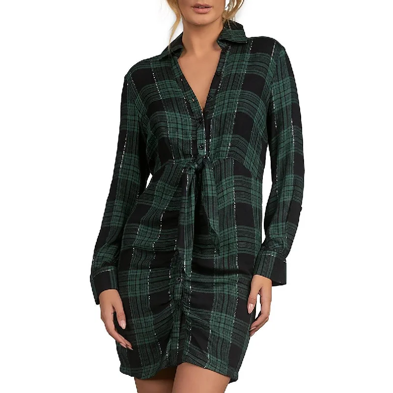 Elan Womens    Metallic Mini Shirtdress