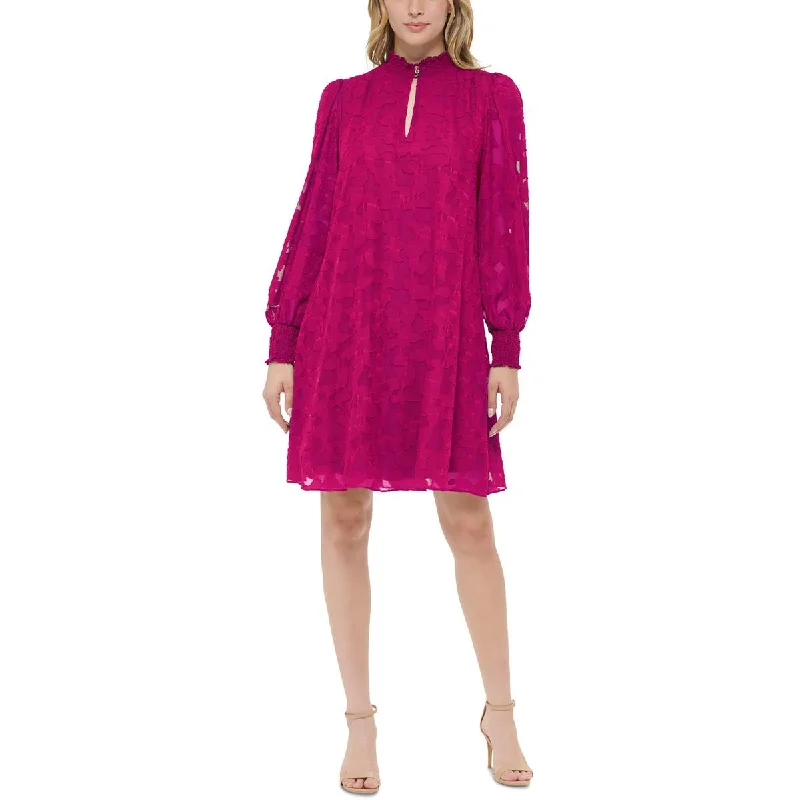 Tommy Hilfiger Womens Smocked Mini Shift Dress