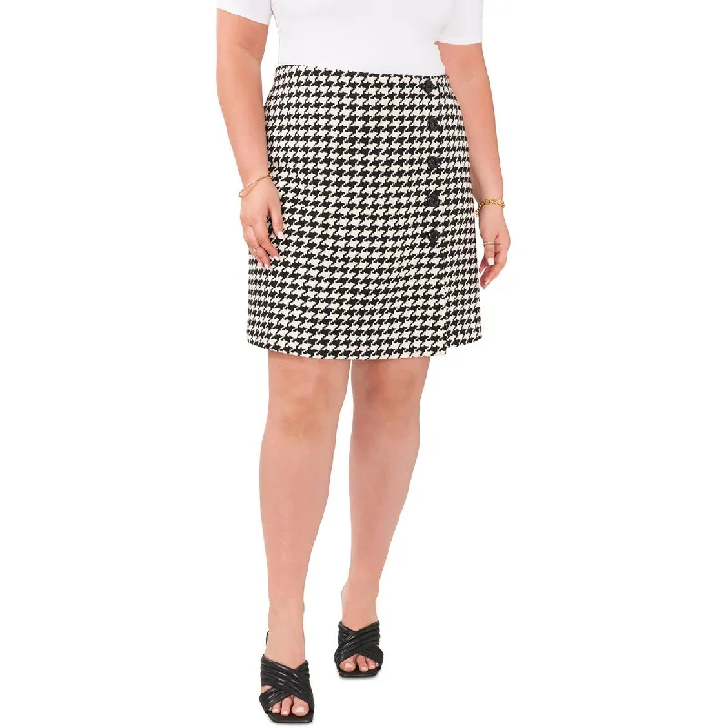 Vince Camuto Womens Plus Sparkle And Shine Button Detail Mini Wrap Skirt