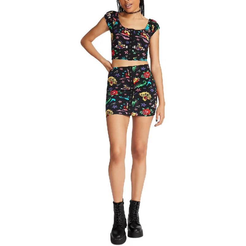 Betsey Johnson Womens Printed Mini Mini Skirt