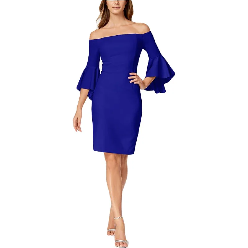 Calvin Klein Womens Off-The-Shoulder Mini Sheath Dress