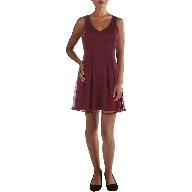 City Studios Womens Juniors Glitter Mesh Mini Dress