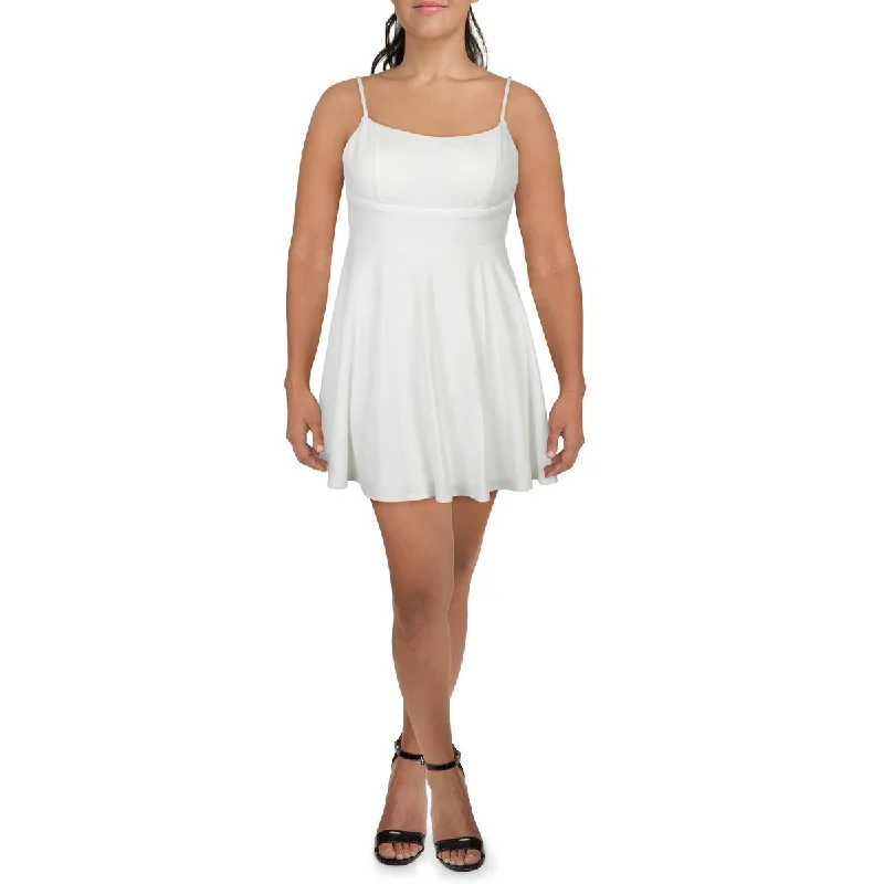 City Triangles Womens Juniors Lace Back Crepe Mini Dress