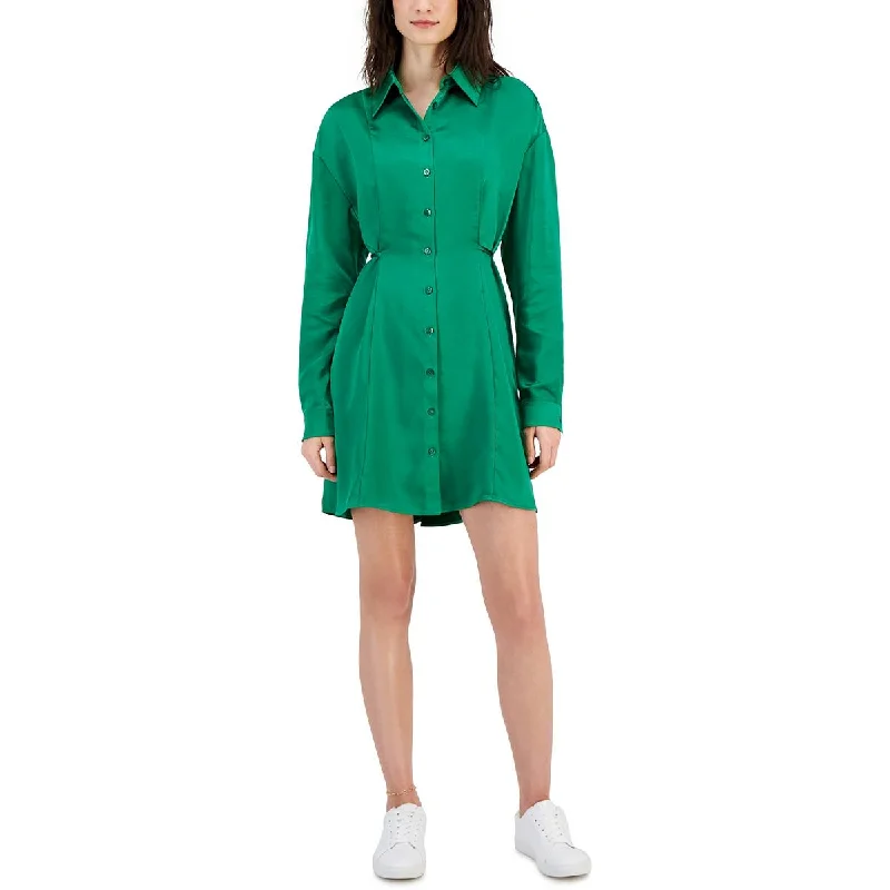 Hugo Womens Satin Mini Shirtdress