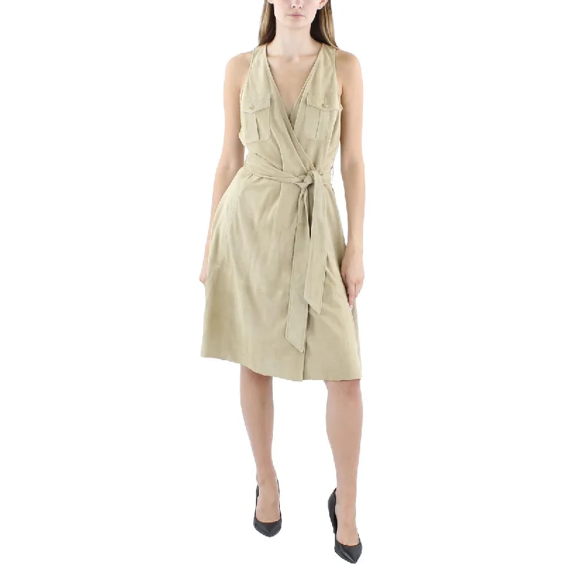 Lauren Ralph Lauren Womens Collar Suede Sheath Dress