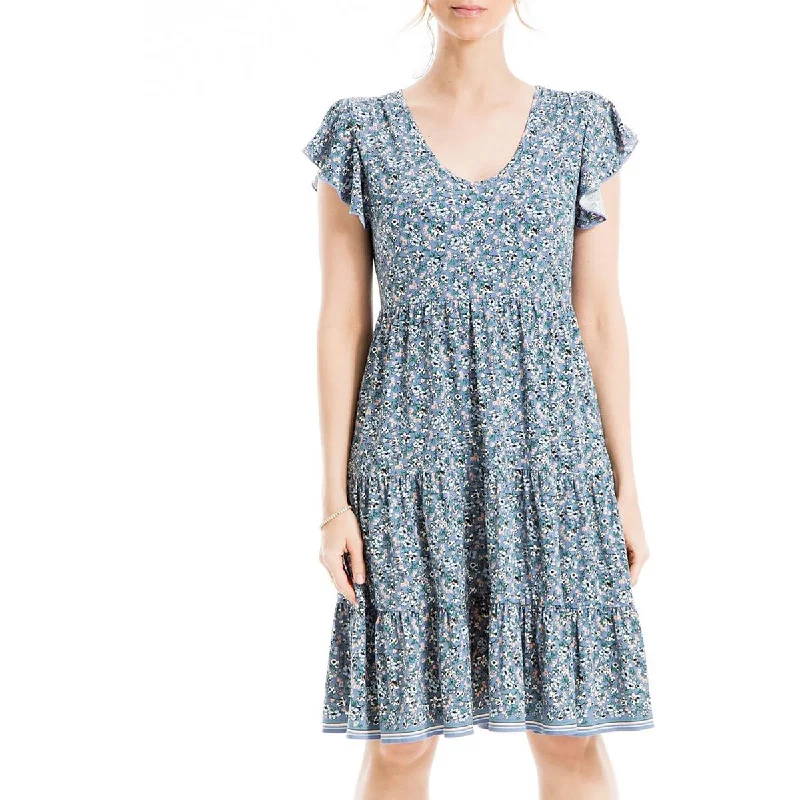 Max Studio Womens Floral Tiered Mini Dress