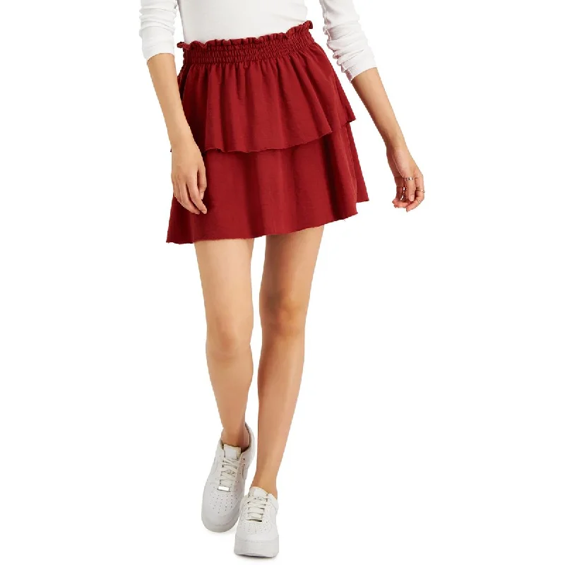 Planet Gold Womens Juniors Smocked Short Mini Skirt