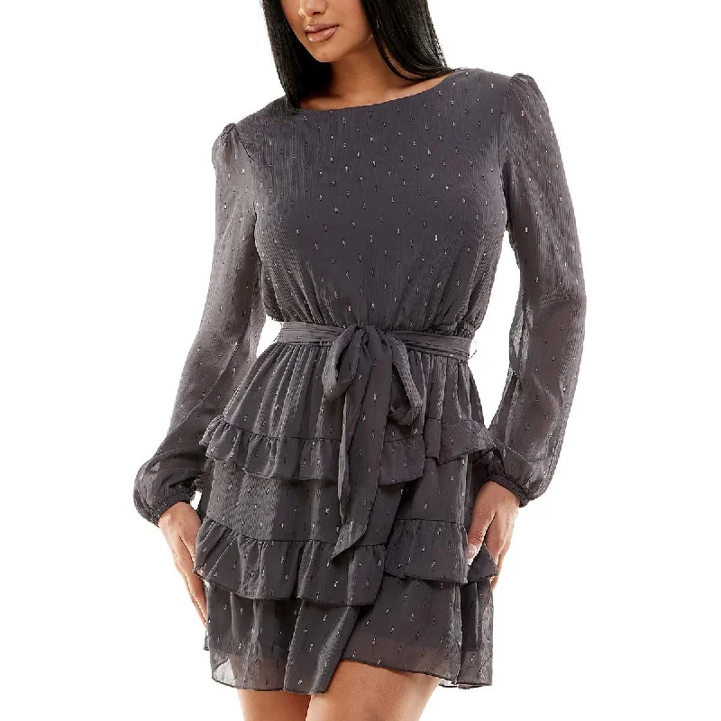 Speechless Womens Juniors Metallic Short Mini Dress