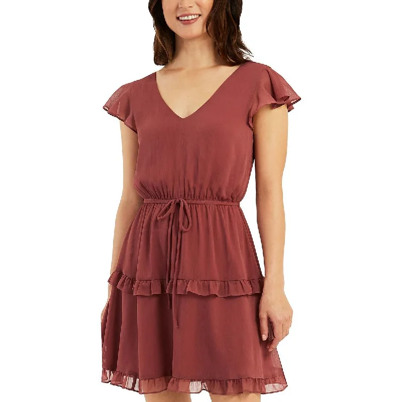 BCX Womens Juniors Ruffled Mini Dress
