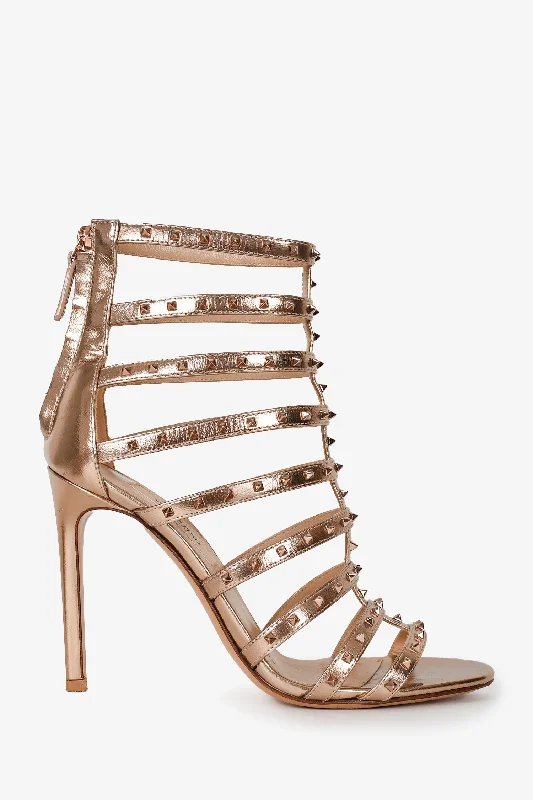 Valentino Rose Gold Mini Rockstud Cage Heel Size 36