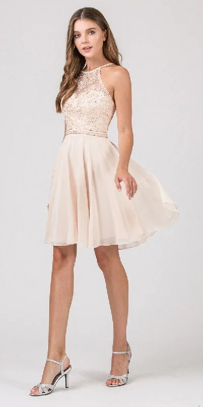 Eureka 8222 Halter Short Fit and Flare Homecoming Dress